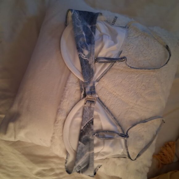 Forever 21 Denim Print Bikini Top Size S - Picture 4 of 5